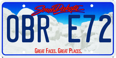 SD license plate 0BRE72
