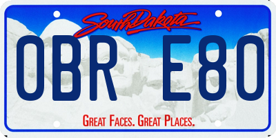 SD license plate 0BRE80