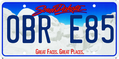 SD license plate 0BRE85