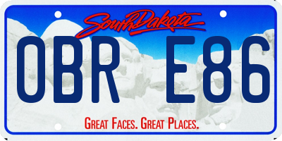 SD license plate 0BRE86