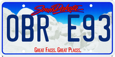 SD license plate 0BRE93