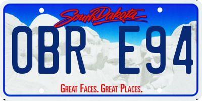 SD license plate 0BRE94