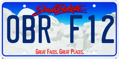 SD license plate 0BRF12