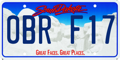 SD license plate 0BRF17