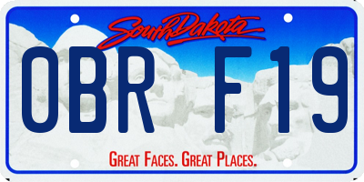 SD license plate 0BRF19