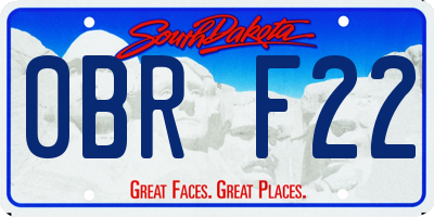SD license plate 0BRF22