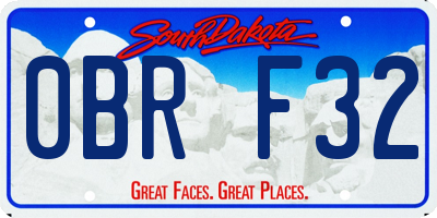 SD license plate 0BRF32