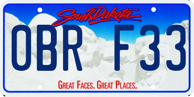 SD license plate 0BRF33