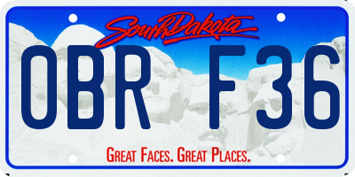 SD license plate 0BRF36
