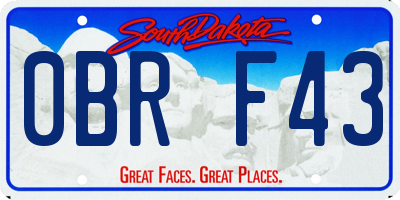SD license plate 0BRF43