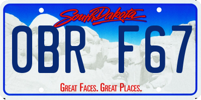 SD license plate 0BRF67