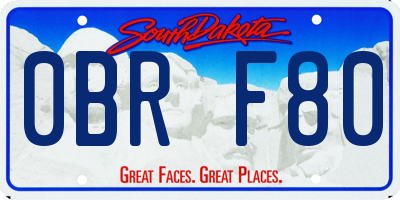 SD license plate 0BRF80
