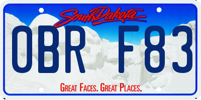SD license plate 0BRF83