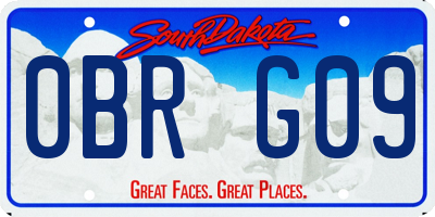 SD license plate 0BRG09