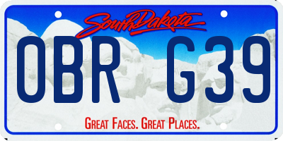 SD license plate 0BRG39