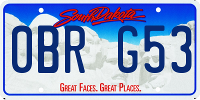 SD license plate 0BRG53