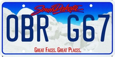 SD license plate 0BRG67