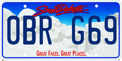 SD license plate 0BRG69