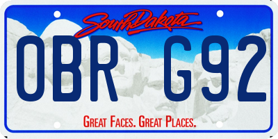 SD license plate 0BRG92