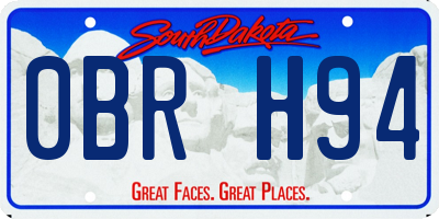 SD license plate 0BRH94