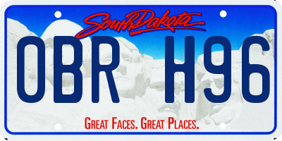 SD license plate 0BRH96