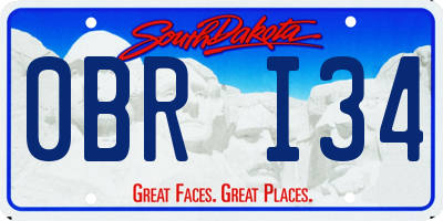 SD license plate 0BRI34