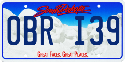 SD license plate 0BRI39