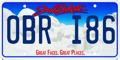 SD license plate 0BRI86