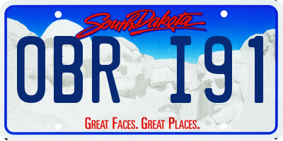 SD license plate 0BRI91