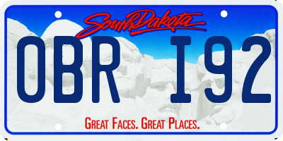 SD license plate 0BRI92