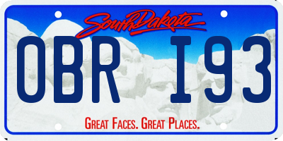 SD license plate 0BRI93