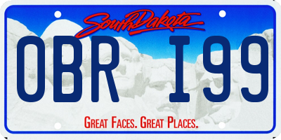 SD license plate 0BRI99