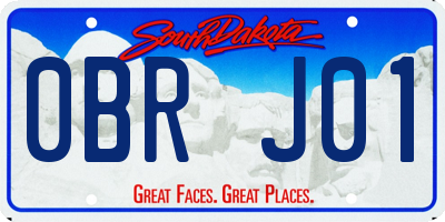 SD license plate 0BRJ01