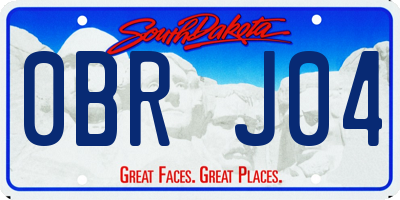 SD license plate 0BRJ04