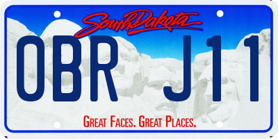 SD license plate 0BRJ11