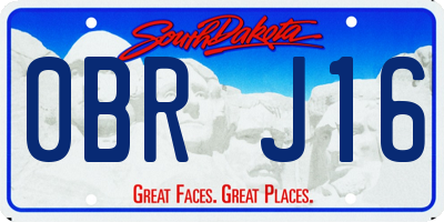 SD license plate 0BRJ16
