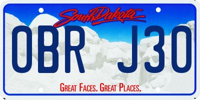 SD license plate 0BRJ30