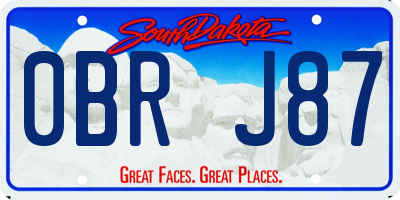 SD license plate 0BRJ87
