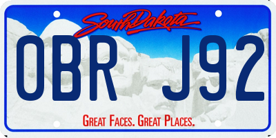 SD license plate 0BRJ92