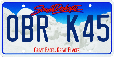 SD license plate 0BRK45