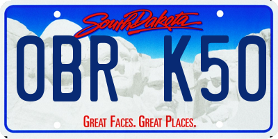 SD license plate 0BRK50