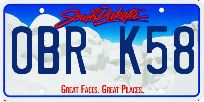 SD license plate 0BRK58