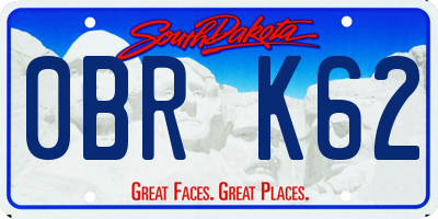 SD license plate 0BRK62