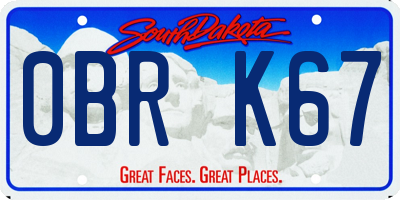 SD license plate 0BRK67