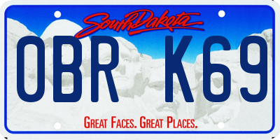 SD license plate 0BRK69