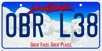 SD license plate 0BRL38