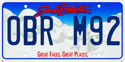 SD license plate 0BRM92