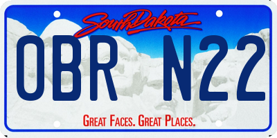 SD license plate 0BRN22