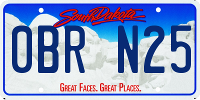 SD license plate 0BRN25