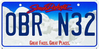 SD license plate 0BRN32